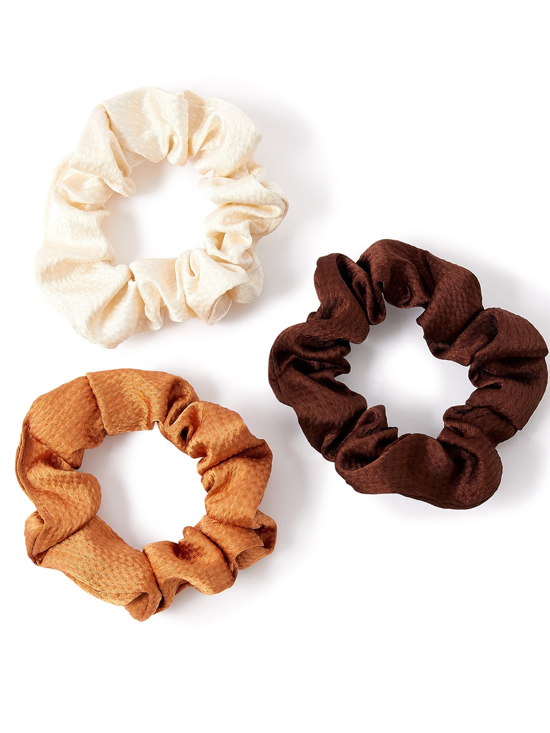 

Accessorize London Women Pack of 3 Multi Texture Scrunchie, Cream