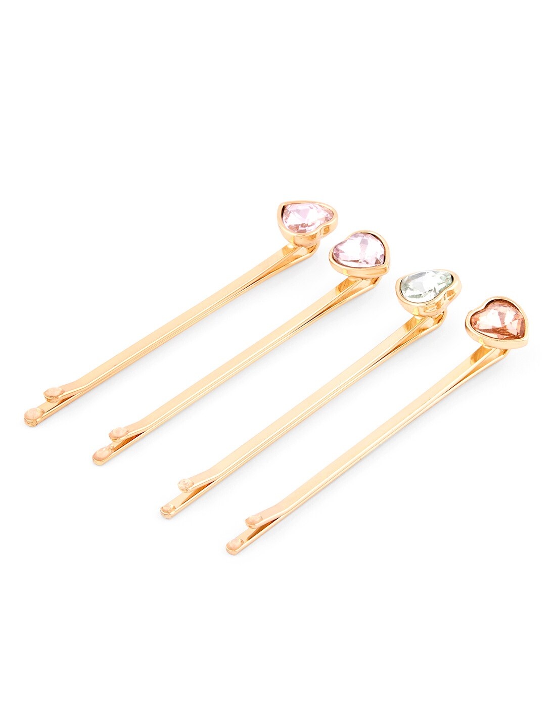 

Accessorize Women Set Of 4 Heart Diamante Hairstick, Gold