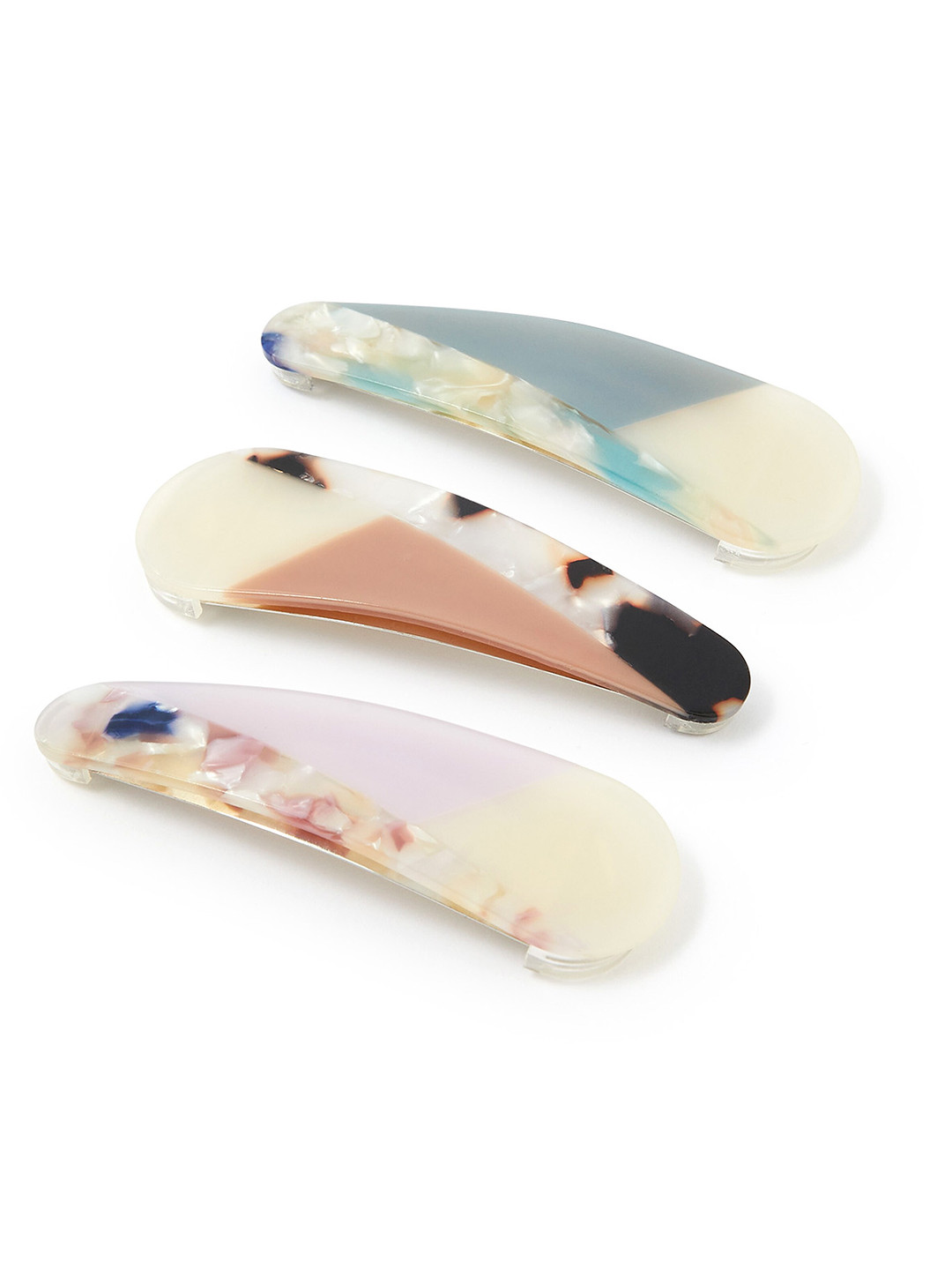 

Accessorize London Women Set of 3 Mixed Design Marble Snap Hair Clips, White