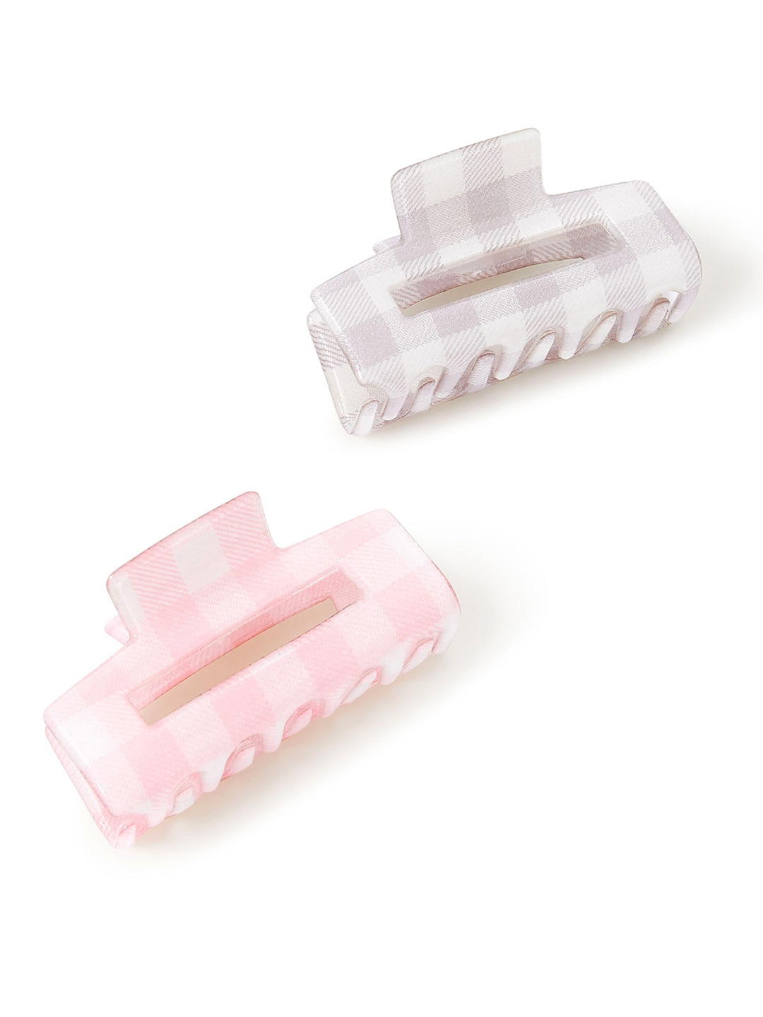 

Accessorize London Women Pack of 2 Grey And Pink Gingham Bulldog Clips