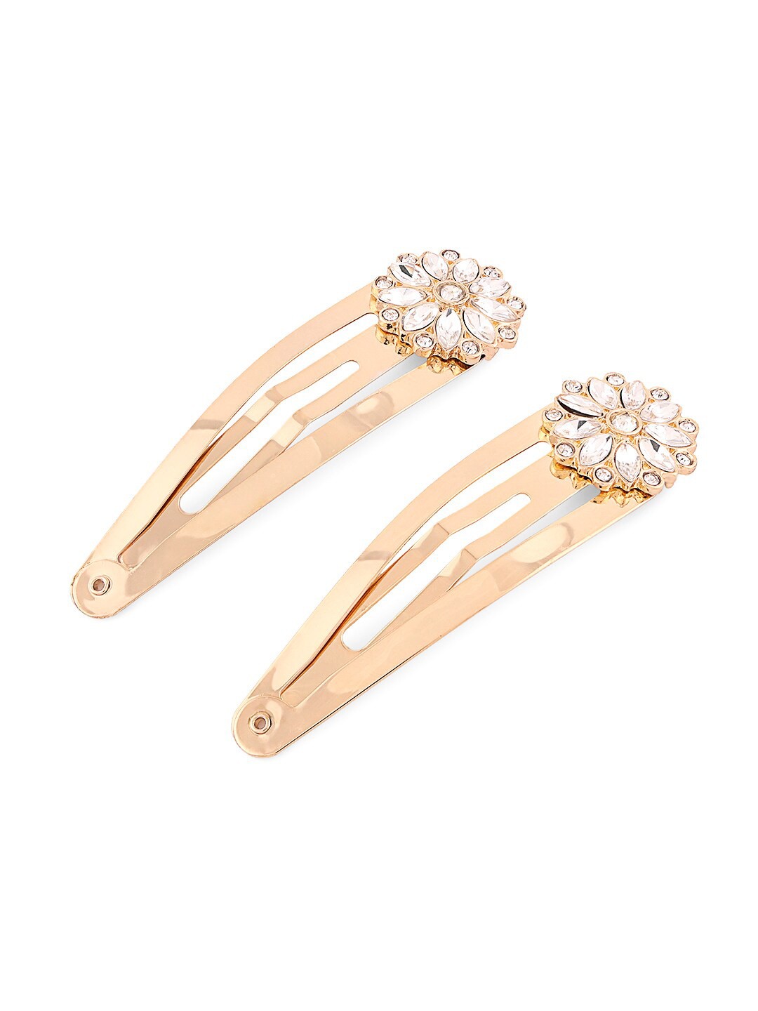 

Accessorize London Women Pack of 2 Gold Pack Floral Gem Snap Clips