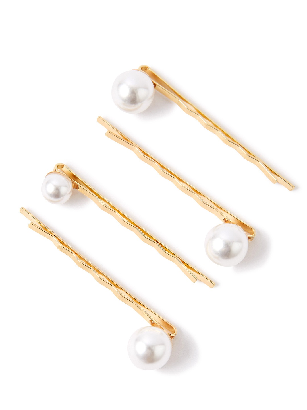 

Accessorize London Set of 8 Embellished Pearl End Simple Hair Clip Slides, Off white