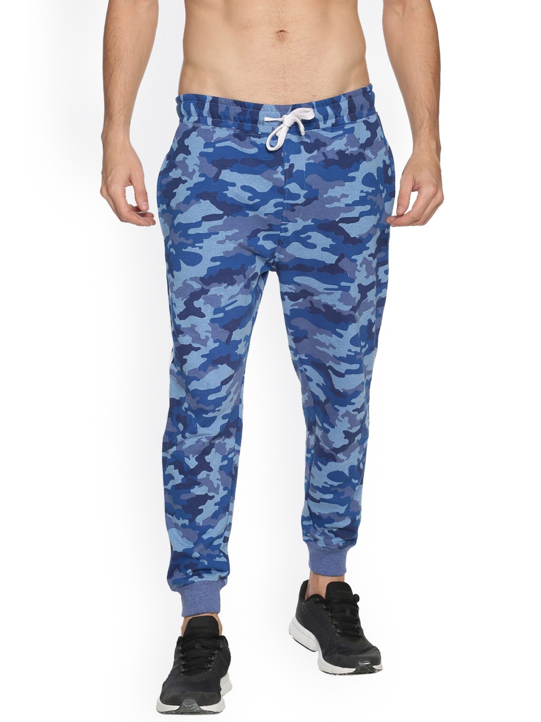 

Y&I Men Blue Camouflage Print Slim-Fit Track Pants