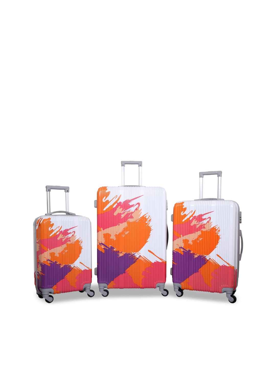 

Polo Class Set of 3 Orange & White Printed Trolley Bags