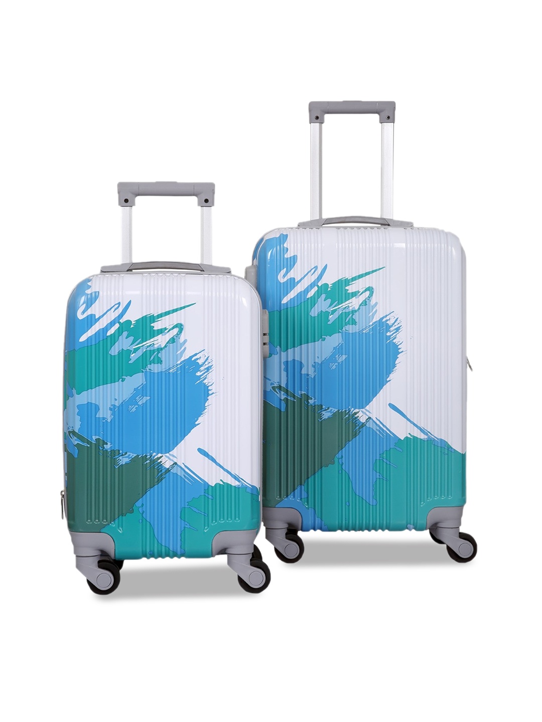 

Polo Class Set Of 2 White & Blue Printed Hard-Sided Trolley Suitcases