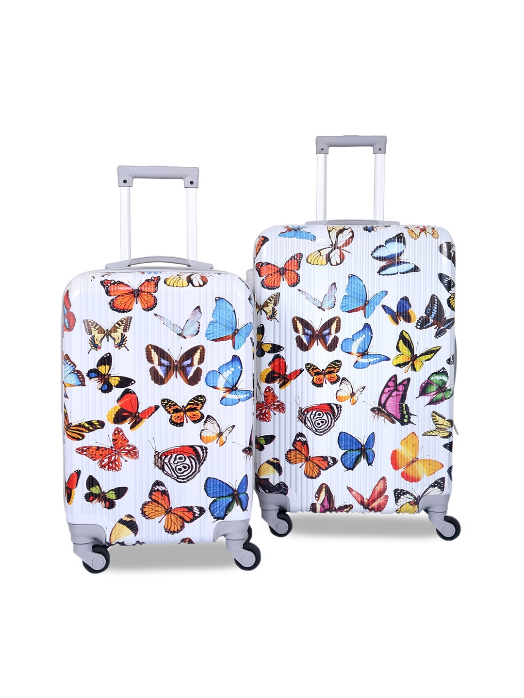 

Polo Class Set Of 2 White & Blue Printed Hard-Sided Trolley Suitcases
