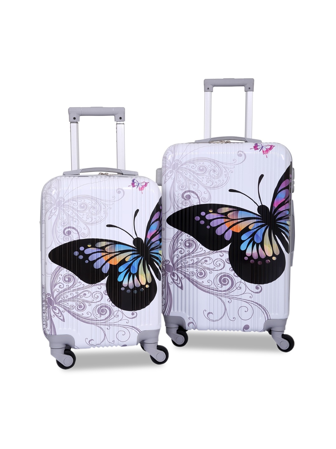 

Polo Class Set Of 2 White & Black Printed Hard-Sided Trolley Suitcases