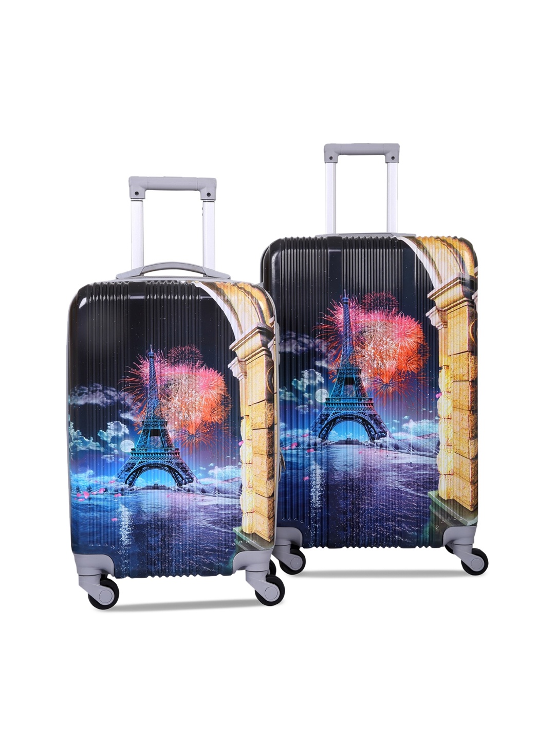 

Polo Class Set Of 2 Black & Blue Printed Hard-Sided Trolley Suitcases