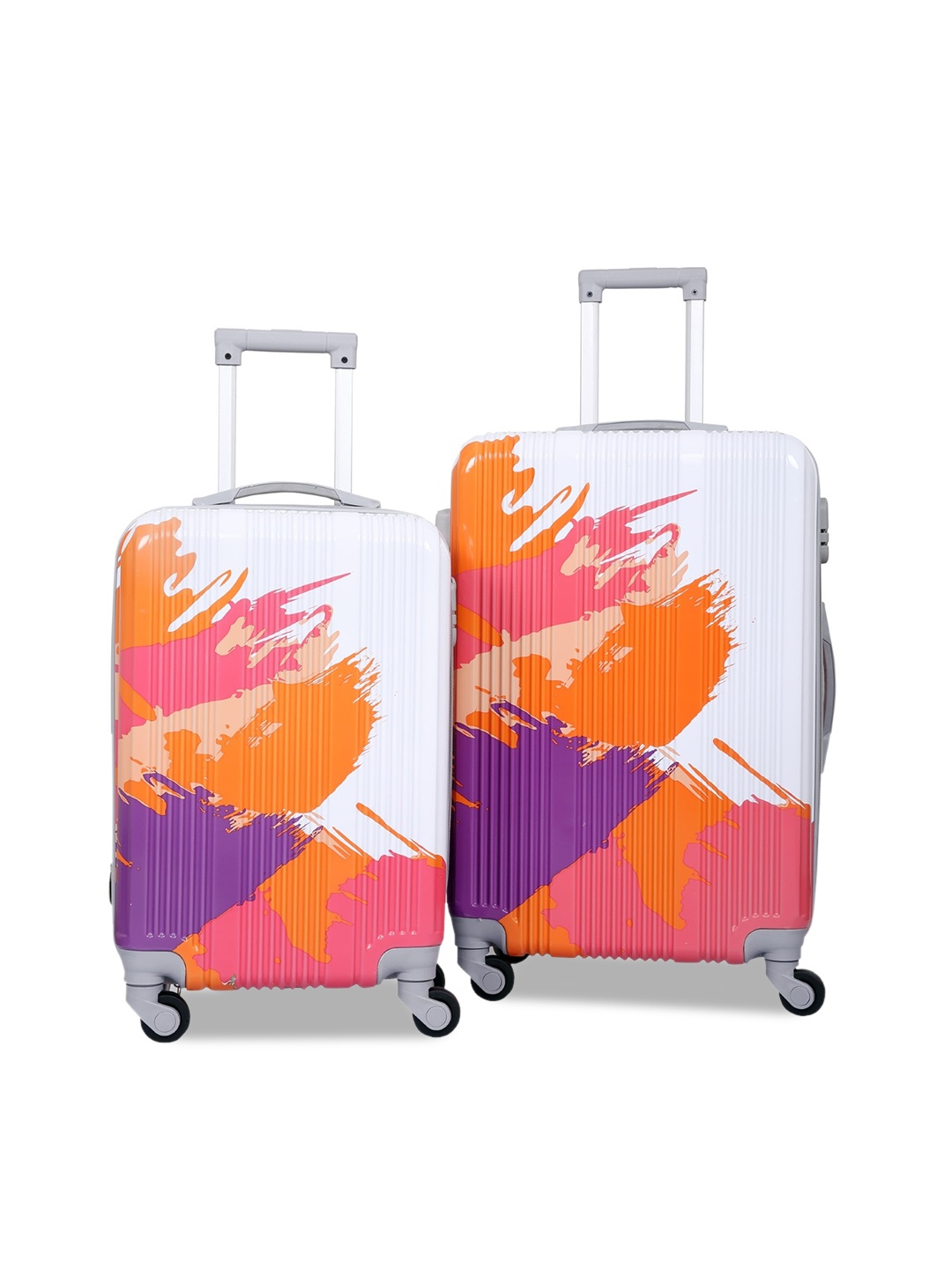 

Polo Class Set Of 2 White & Orange Printed Trolley Bag