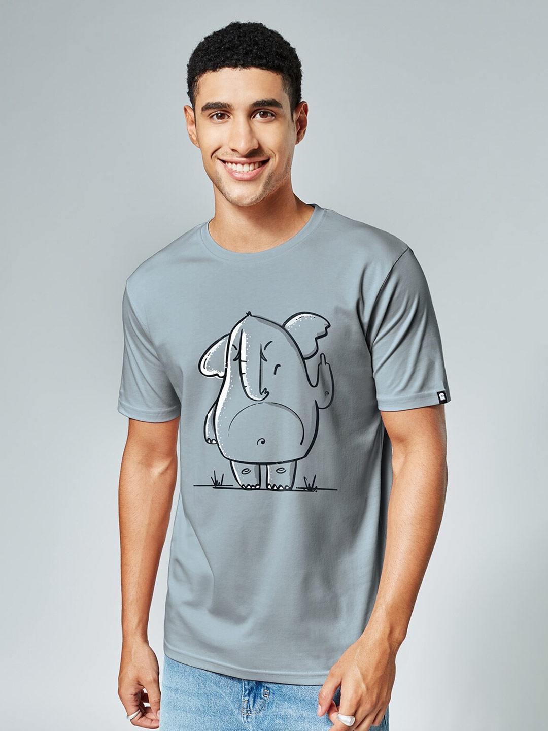 

The Souled Store Men Grey Typography Printed T-shirt