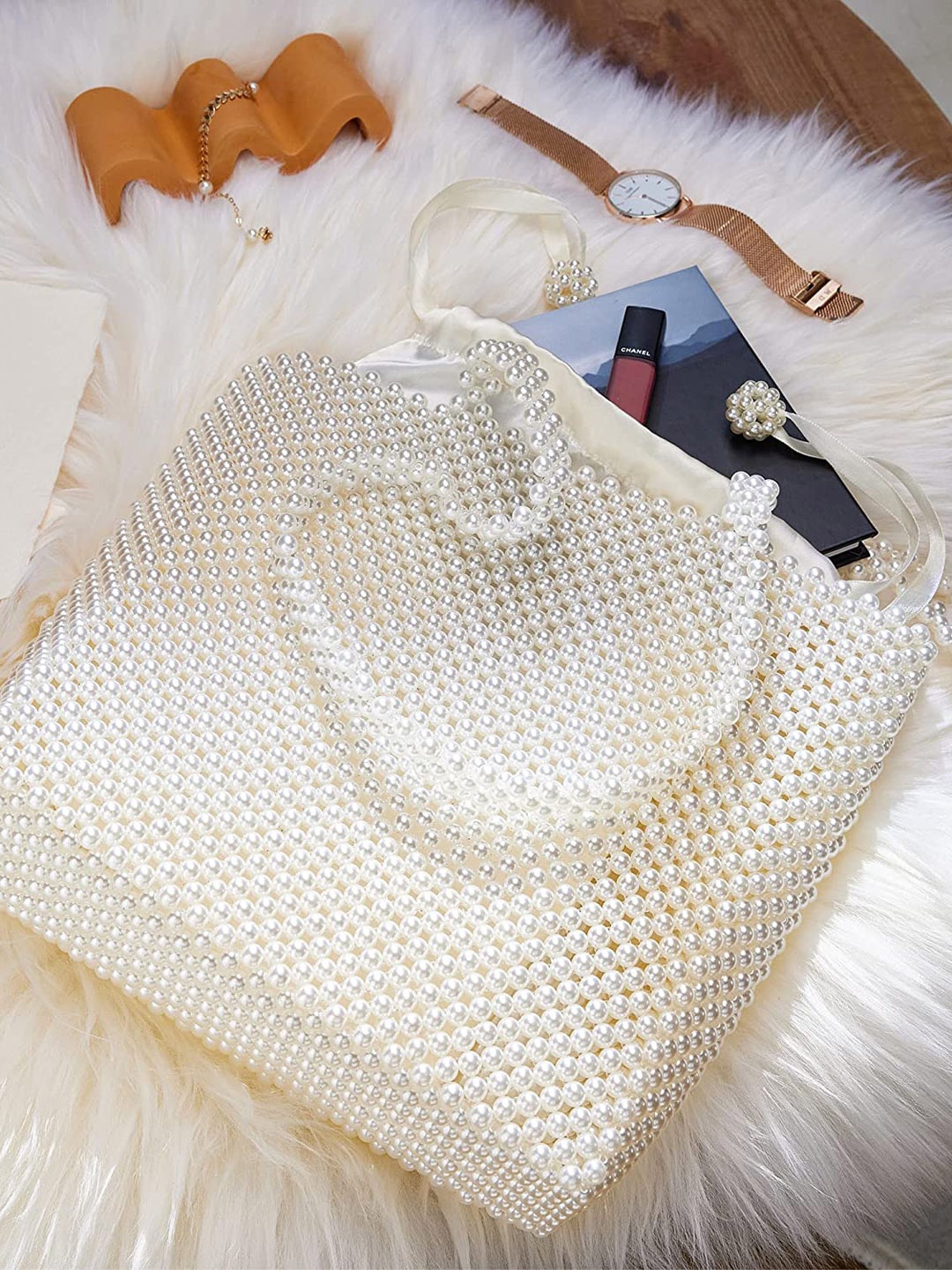 

Pearlfiesta Cream-Coloured Bucket Tote Bag