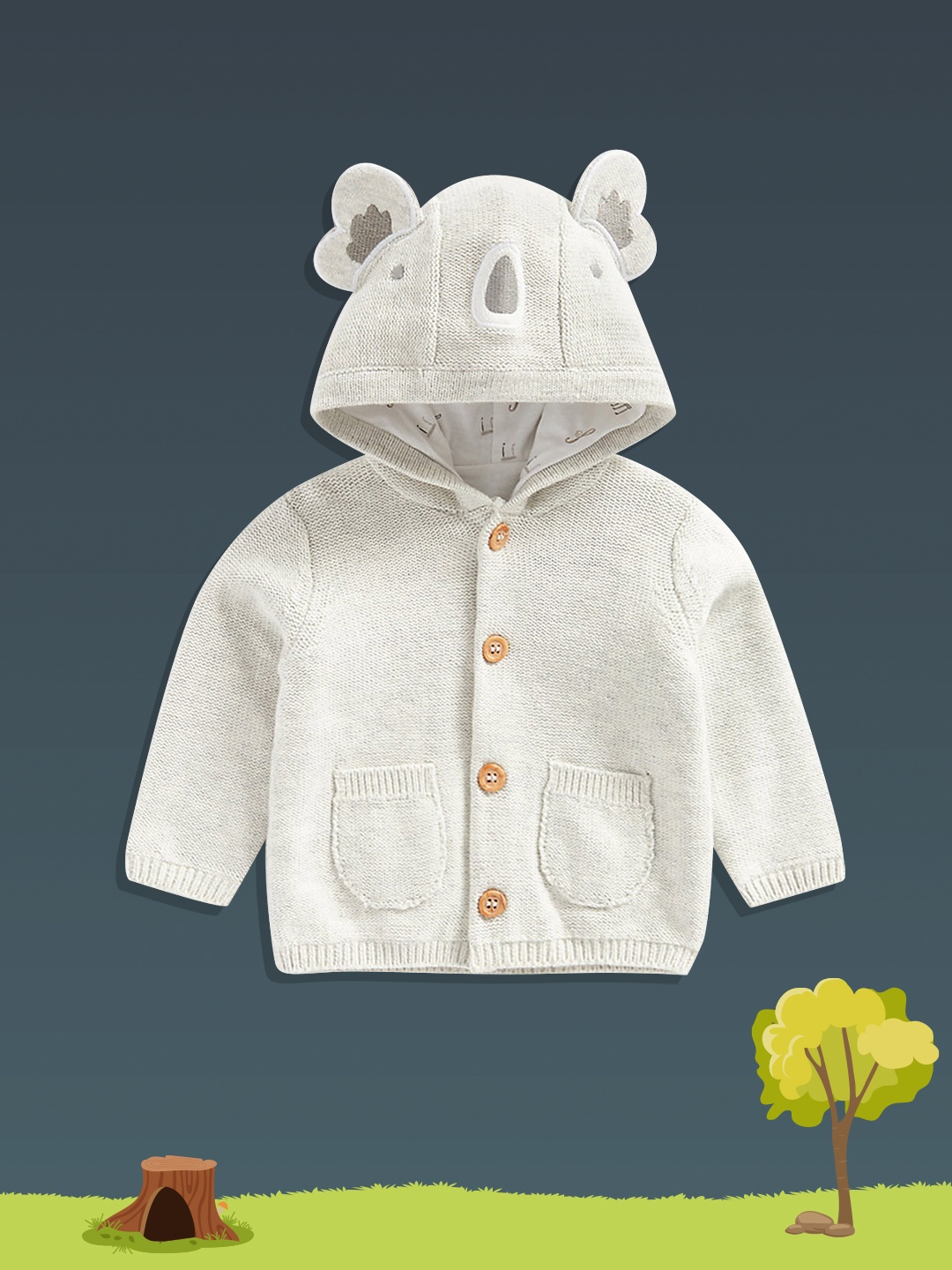 

mothercare Infant Grey Organic Cotton Hooded Cardigan