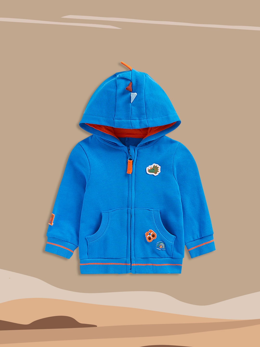 

mothercare Infant Boys Blue Solid Pure Cotton Hooded Sweatshirt