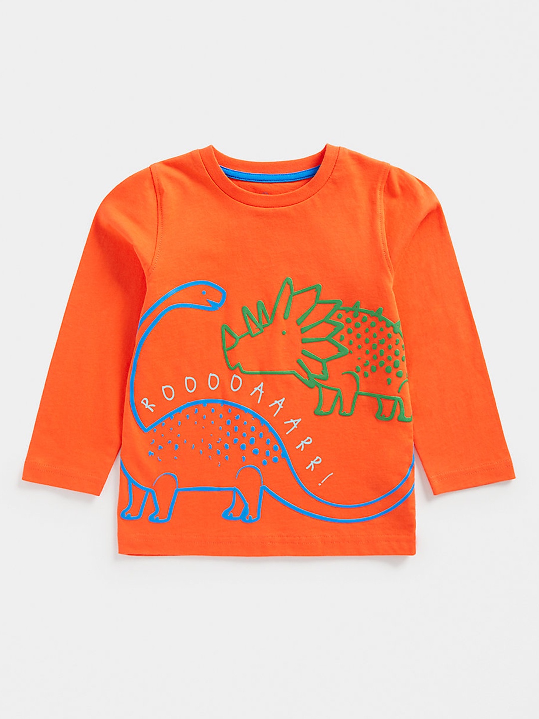 

mothercare Boys Orange Animal Rubber Print Round Neck Pure Cotton T-shirt