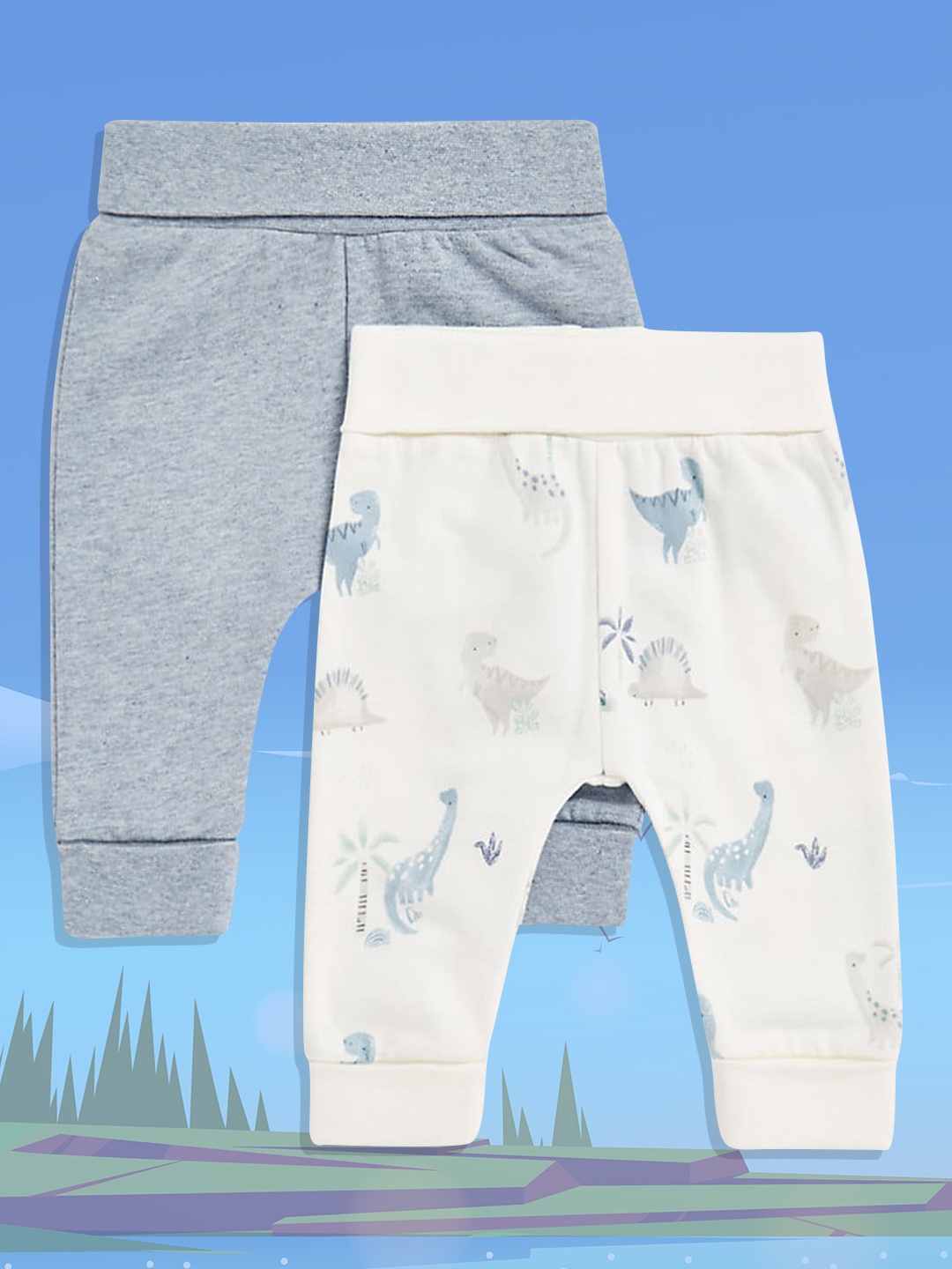 

mothercare Infant Boys Pack Of 2 Blue & White Organic Cotton Joggers