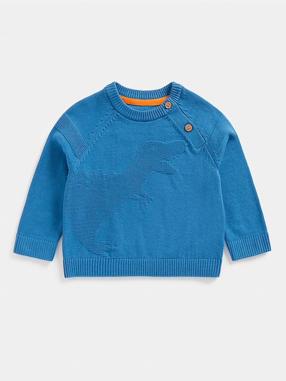 

mothercare Boys Blue Dino Intarsia Self-Design Pure Cotton Pullover