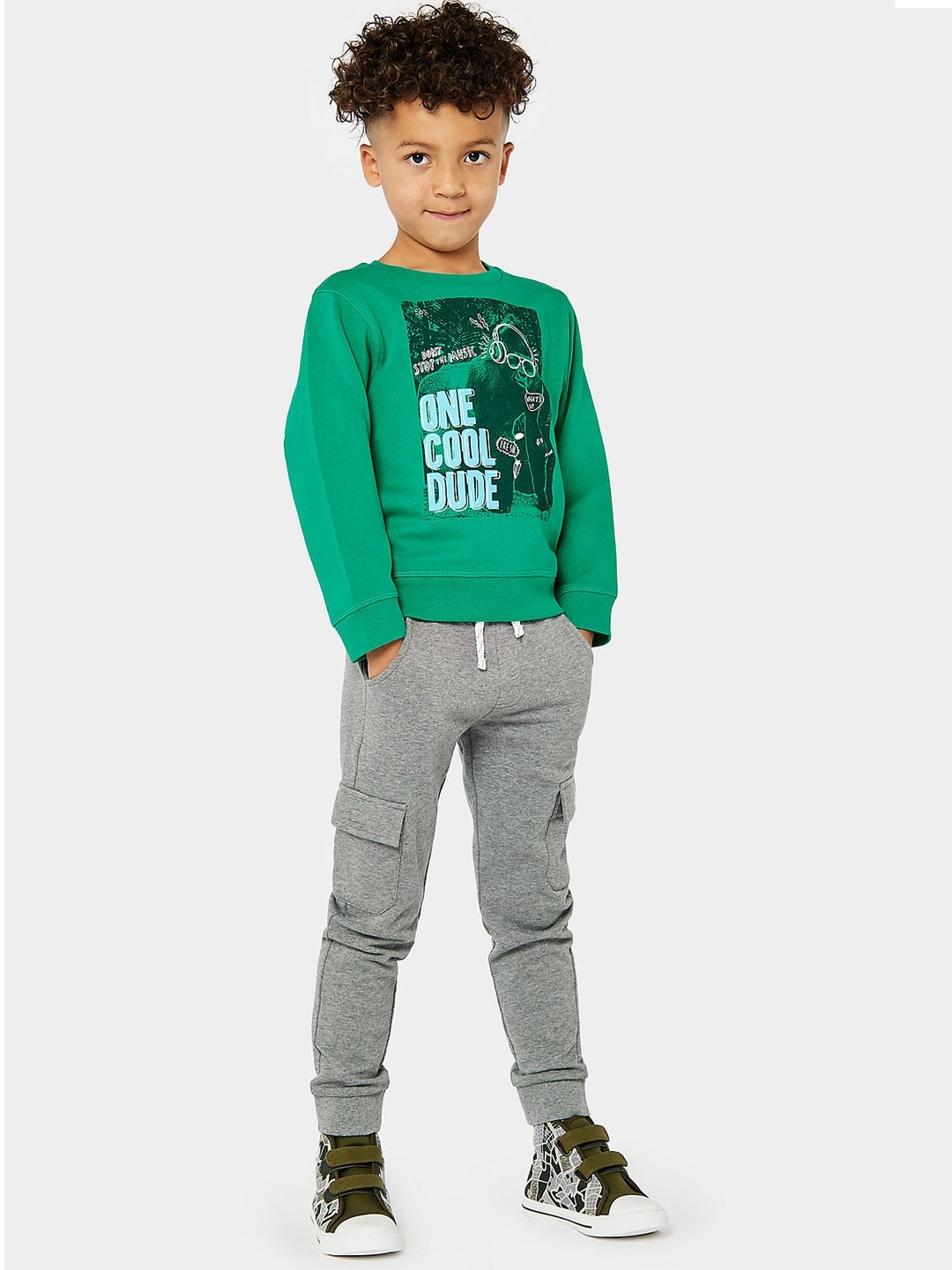 

mothercare Boys Grey Melange Solid Knitted Pure Cotton Cargo Style Joggers
