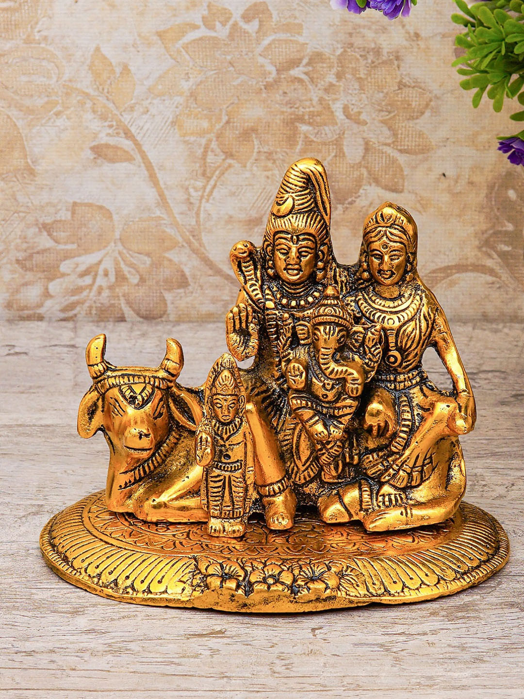 

StatueStudio Gold-Toned Oxidised Shivparivar Idol Showpieces