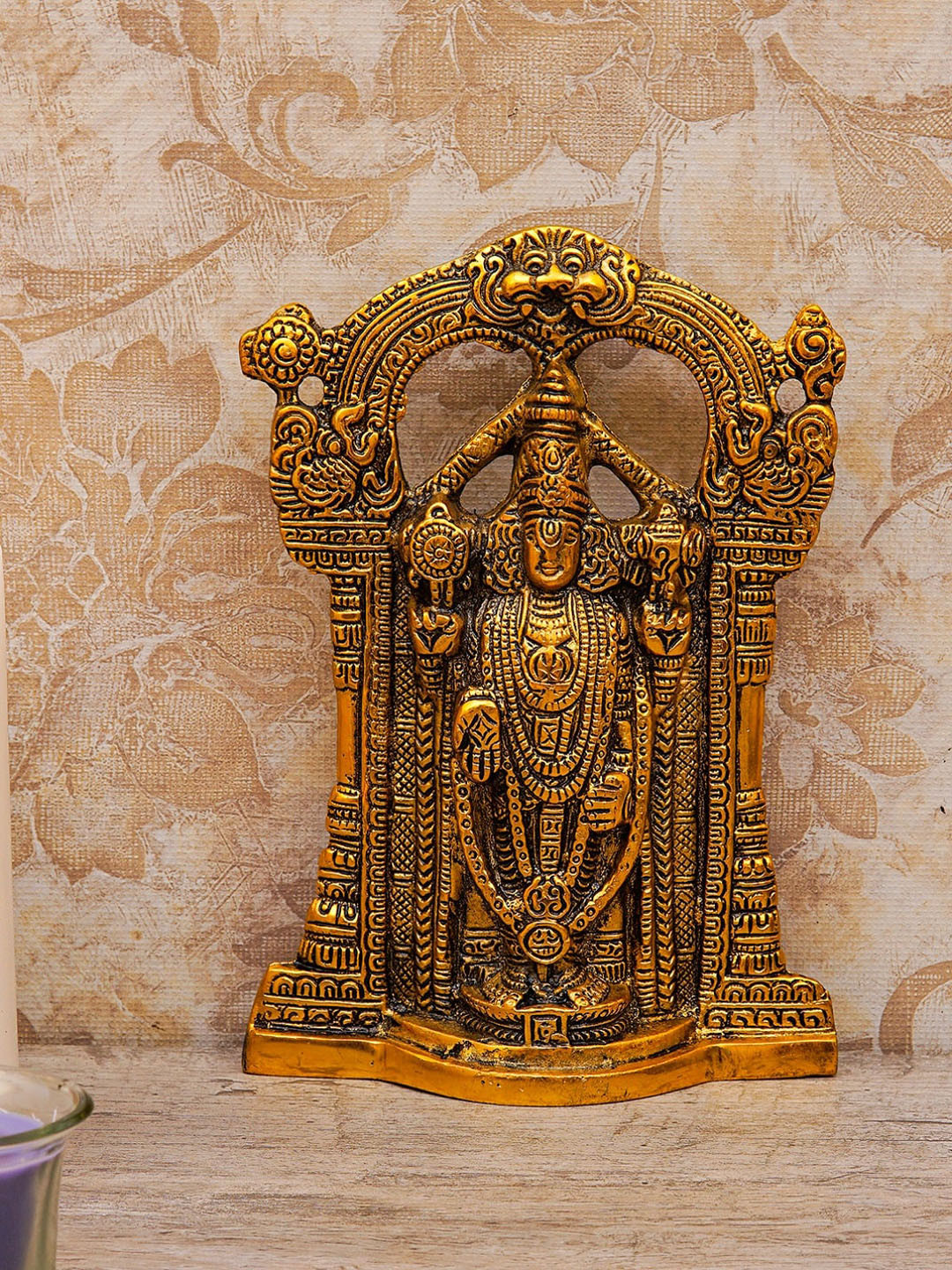 

StatueStudio Gold-Toned Oxidised Tirupati Bala Ji Idol Showpieces