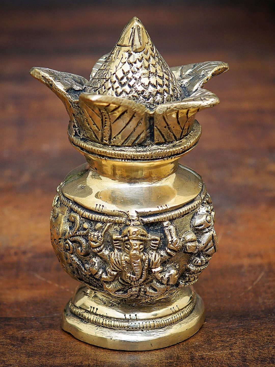 

StatueStudio Gold-Toned Brass Pooja Kalash Showpiece