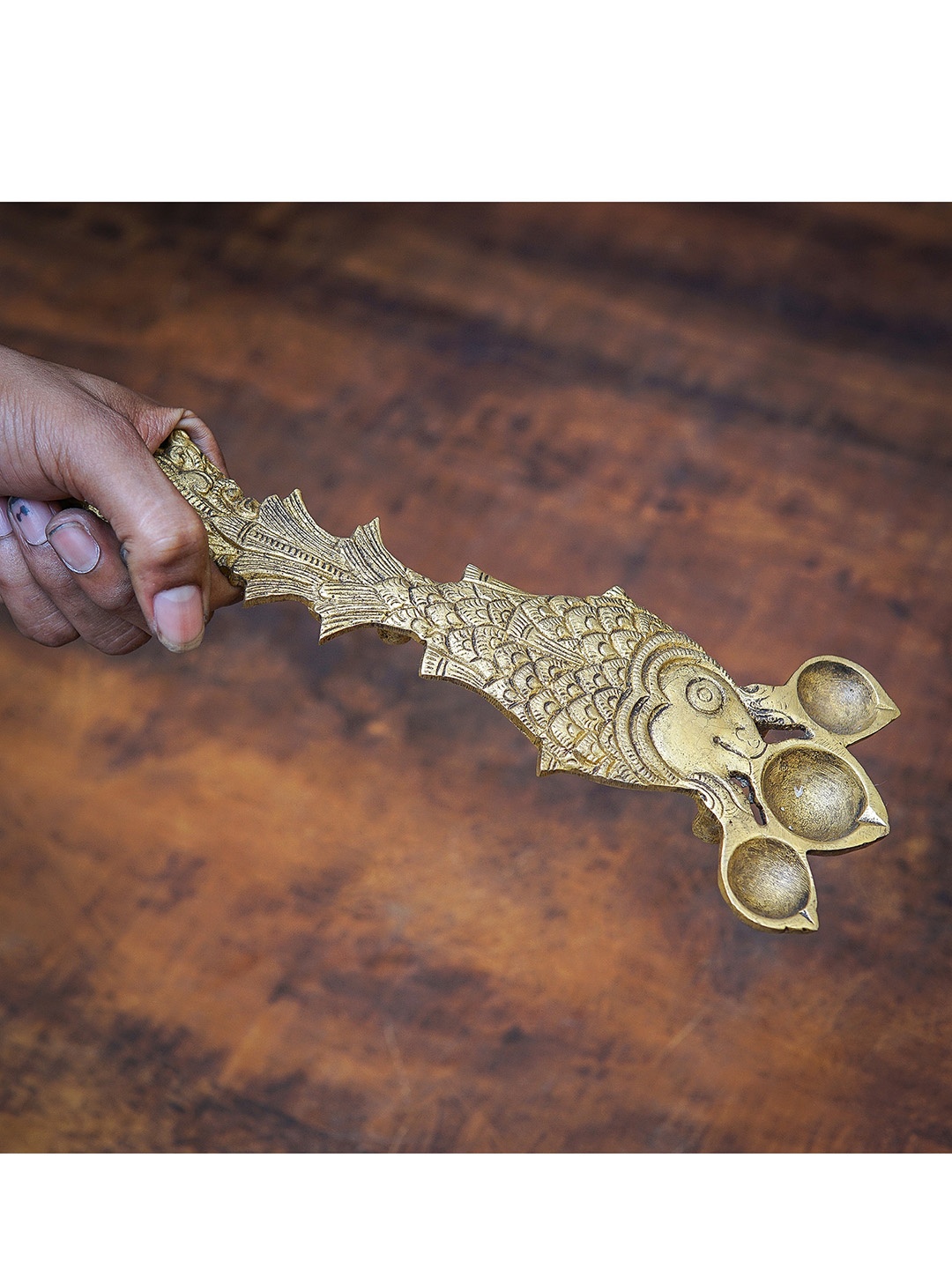 

StatueStudio Gold Fish Shaped Brass Pooja Hawan Spoon