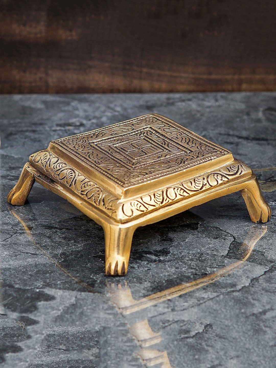 

StatueStudio Gold-Toned Metal Puja Chowki
