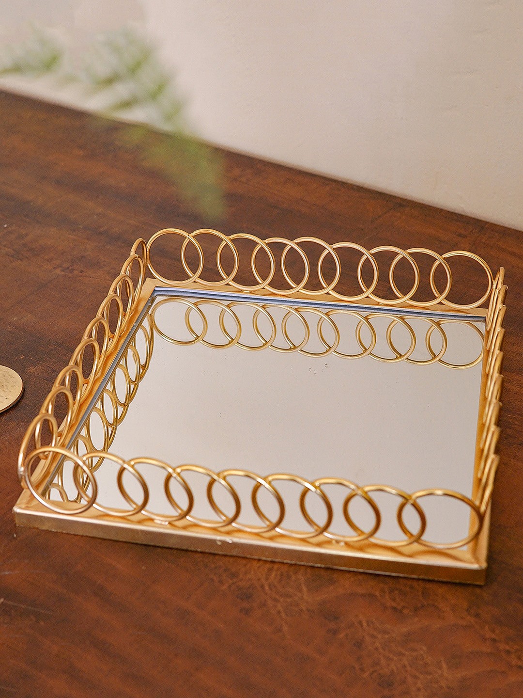

StatueStudio Gold-Toned Serving Tray With Mirror