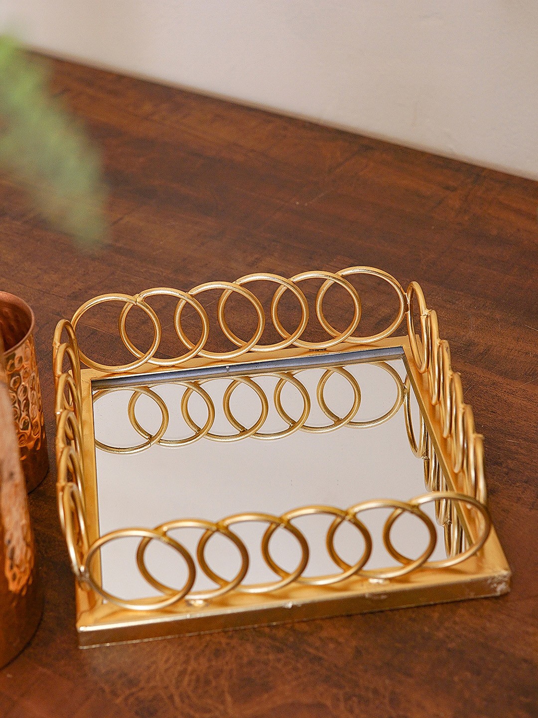 

StatueStudio Gold-Toned Metal Tray With Mirror