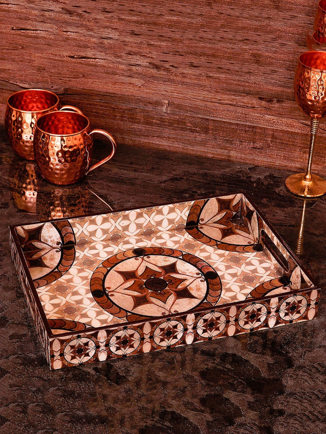 

StatueStudio Grey & Brown Printed Serving Trays