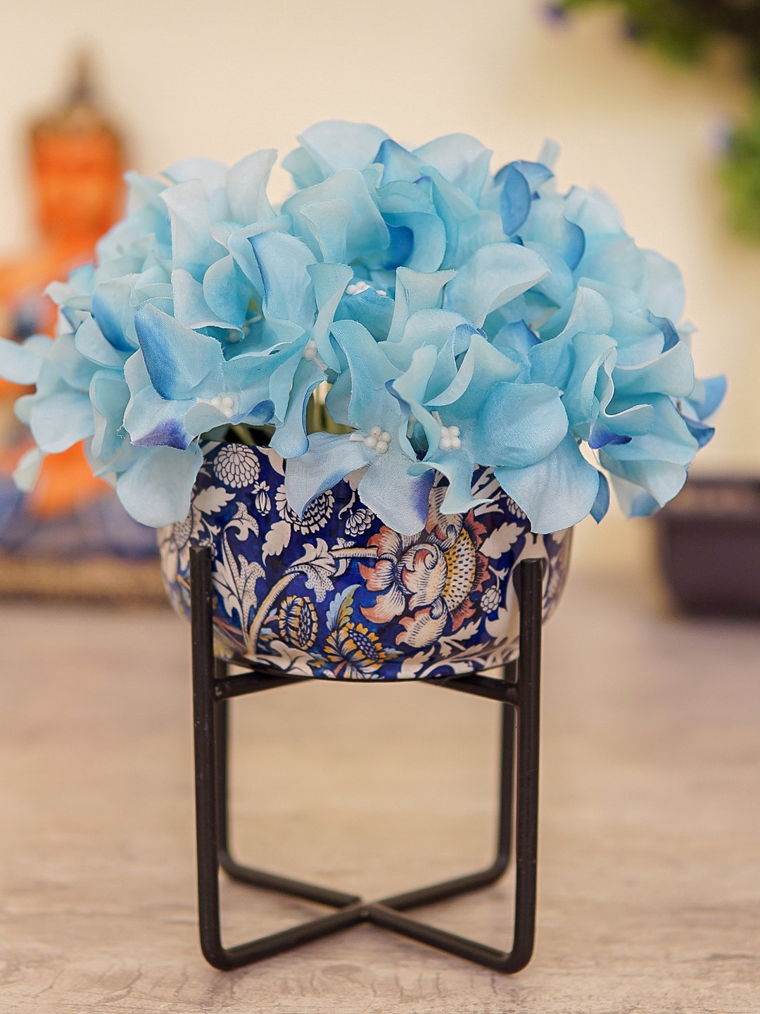 

StatueStudio Blue & Black Printed Metal Iron Flower Planter