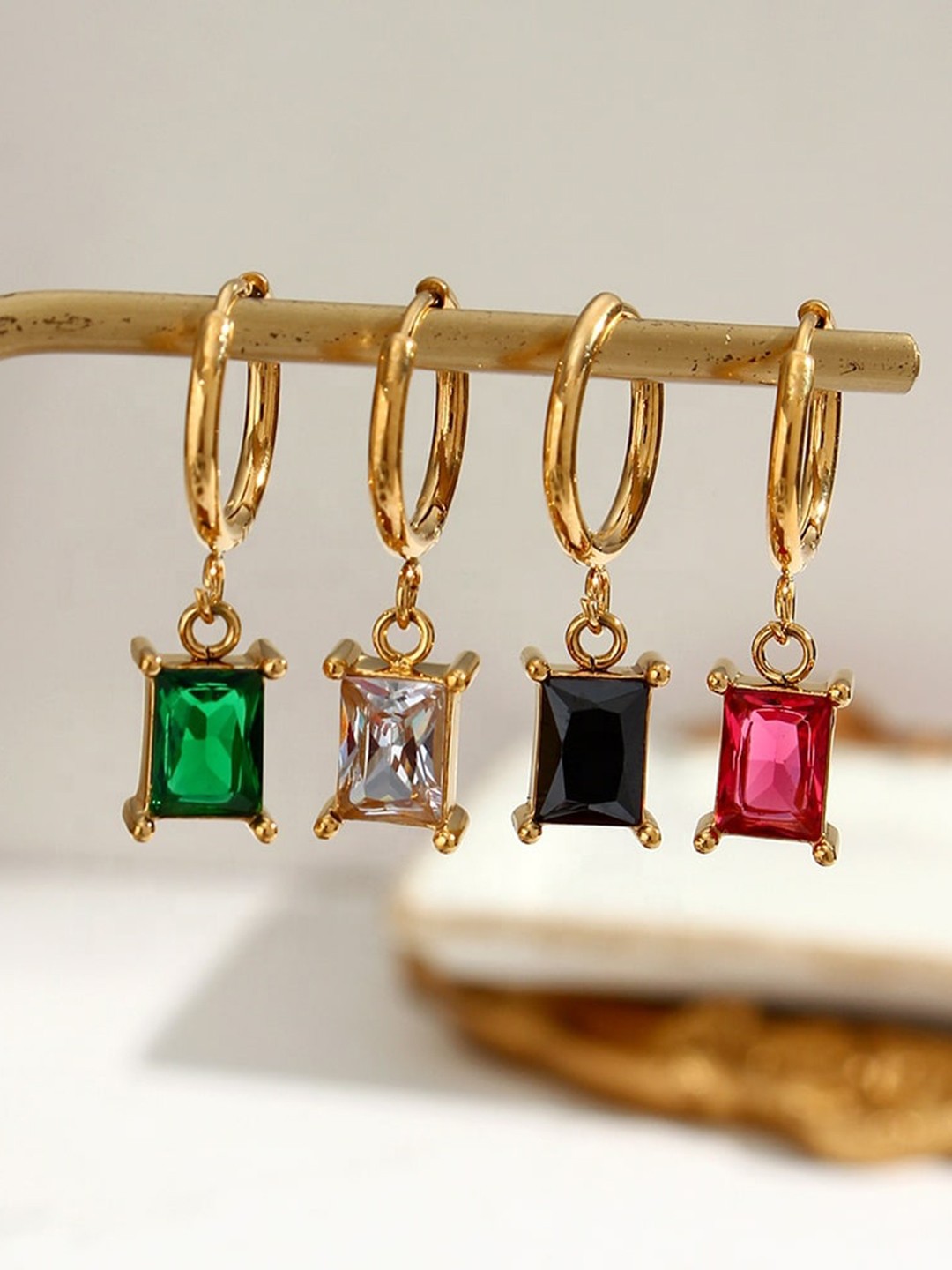 

Inaya White Contemporary Drop Earrings