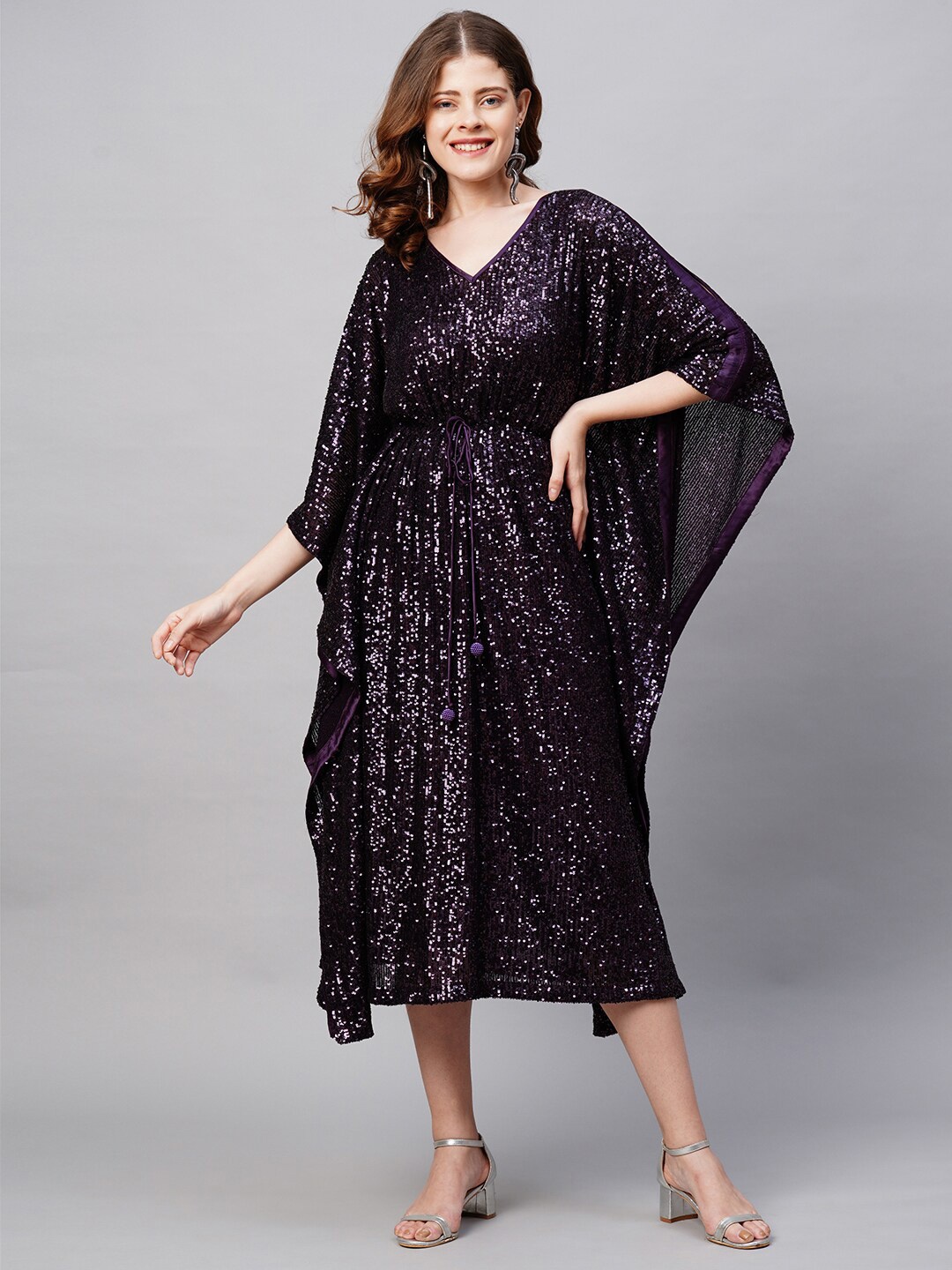 

Envy Me by FASHOR Purple Embellished Net Kaftan Midi Dress