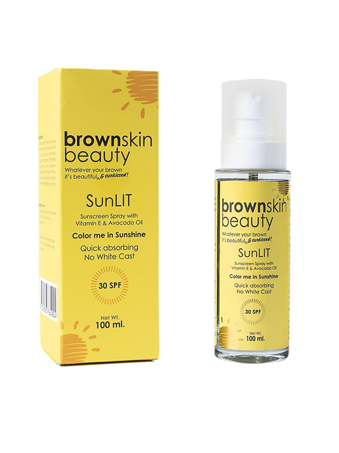 

brownskin beauty SunLit Sunscreen Spray SPF 30 100ml, Yellow