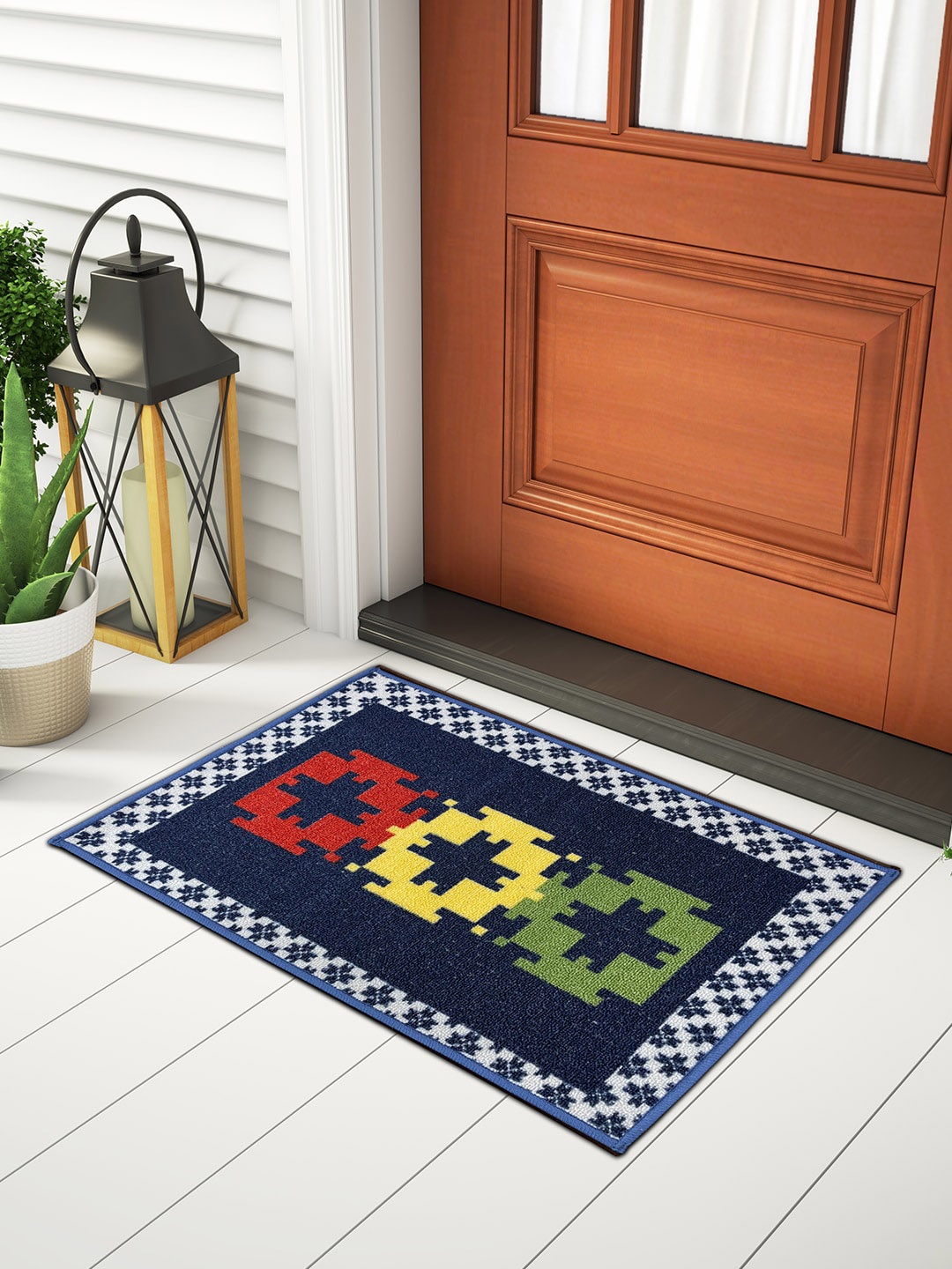 

SPACES Blue & Red Printed 1130 GSM Anti-Skid Doormat