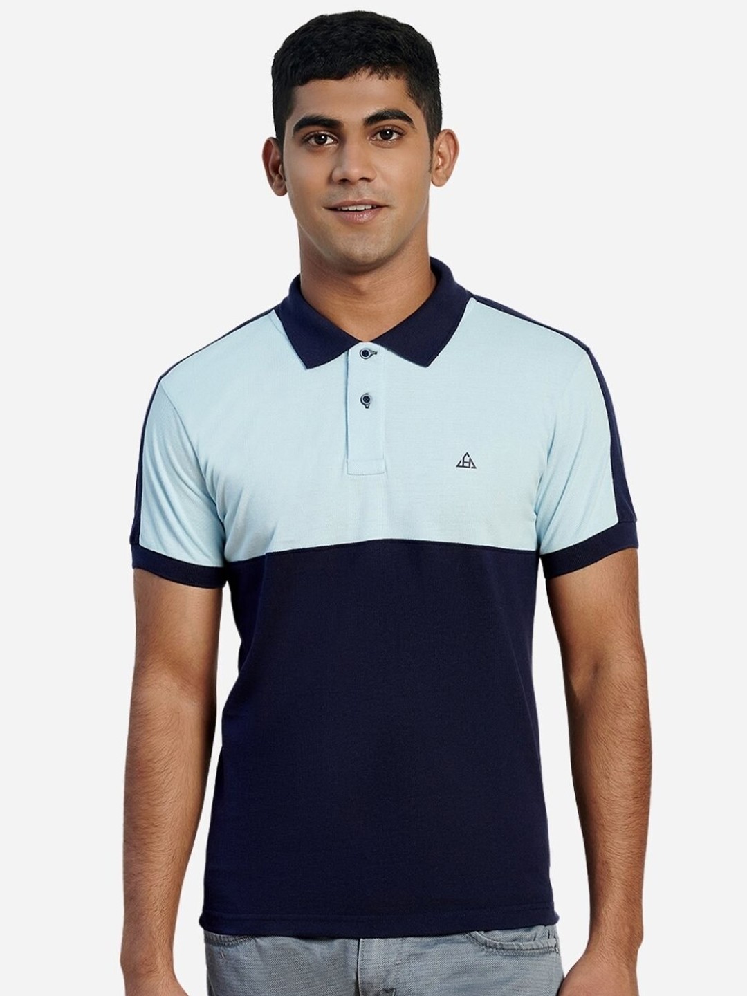 

HillTop Polos Men Blue & french middle red purple Polo Collar Slim Fit T-shirt