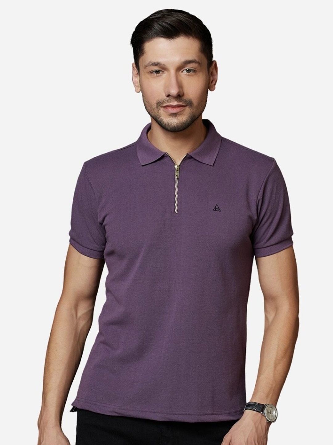 

HillTop Polos Men Purple & wineberry Polo Collar Slim Fit T-shirt