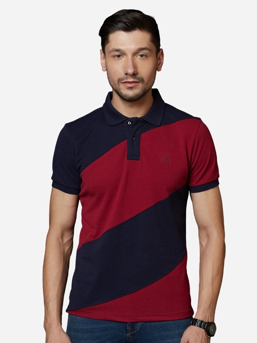 

HillTop Polos Men Navy Blue Polo Collar Slim Fit T-shirt