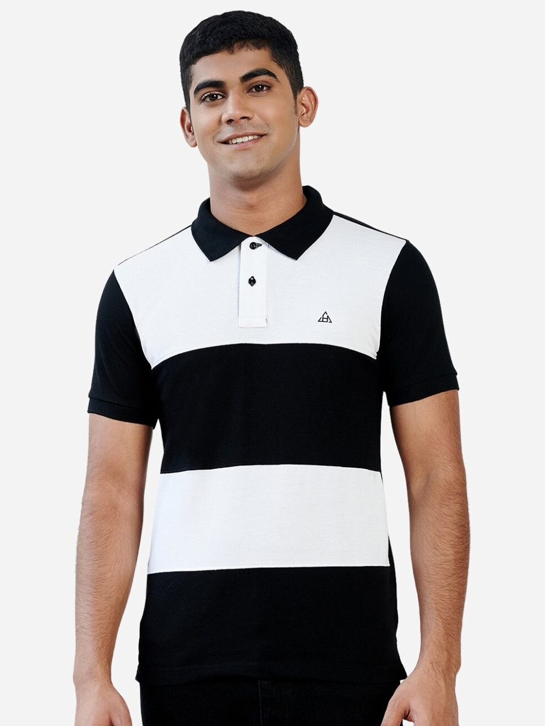 

HillTop Polos Men Black & xiketic Colourblocked Polo Collar Slim Fit T-shirt