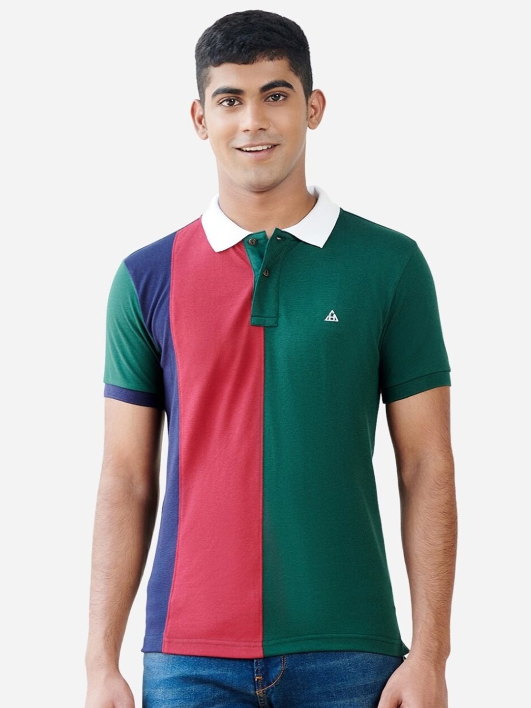 

HillTop Polos Men Green & rich black Slim Fit T-shirt