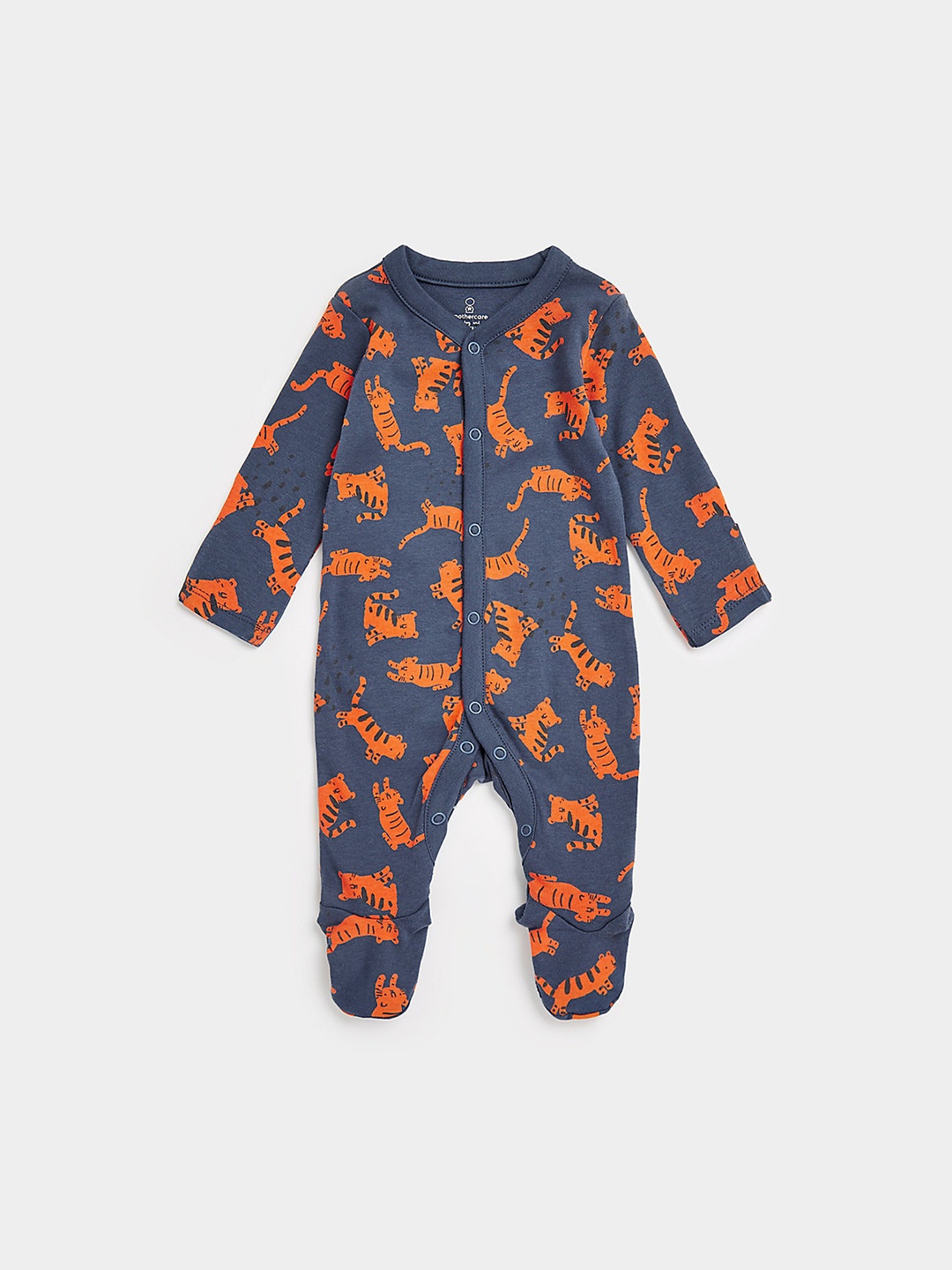 

mothercare Infant Boys Blue Animal Print Organic Cotton Sleepsuit