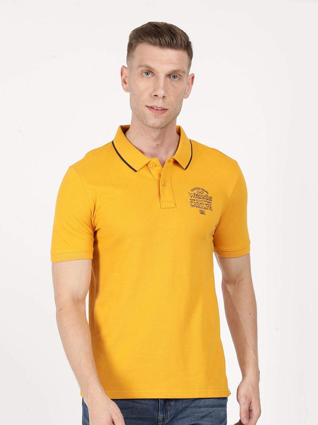

Wrangler Men Yellow & maize Polo Collar T-shirt