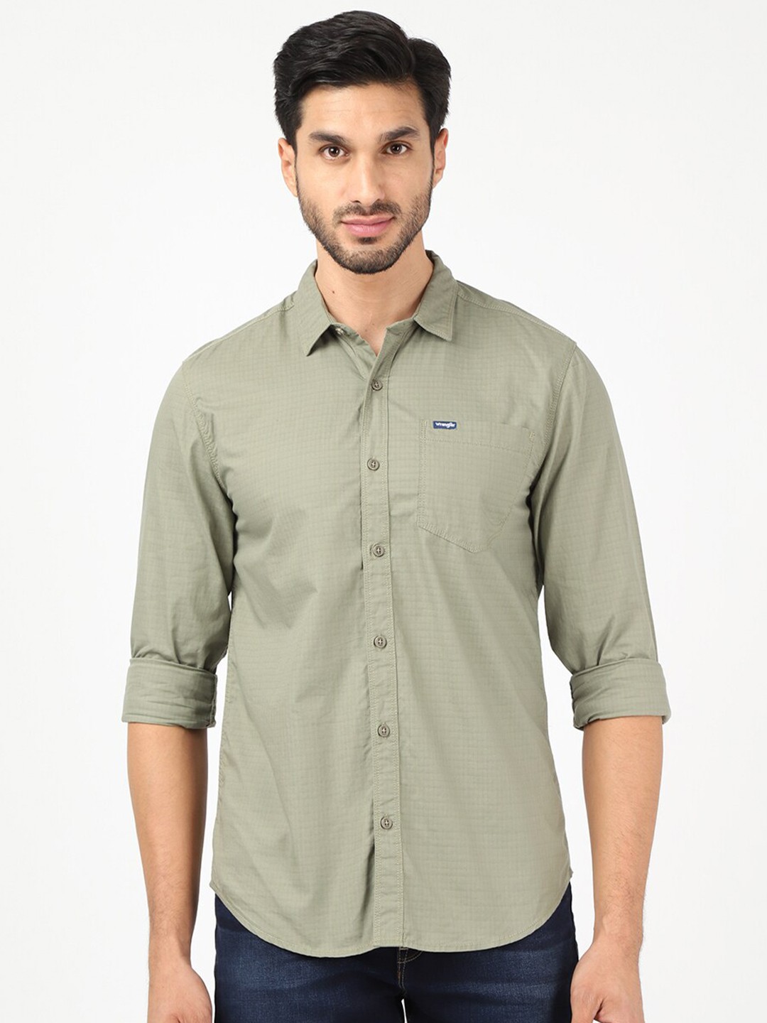 

Wrangler Men Olive Green Classic Slim Fit Casual Shirt