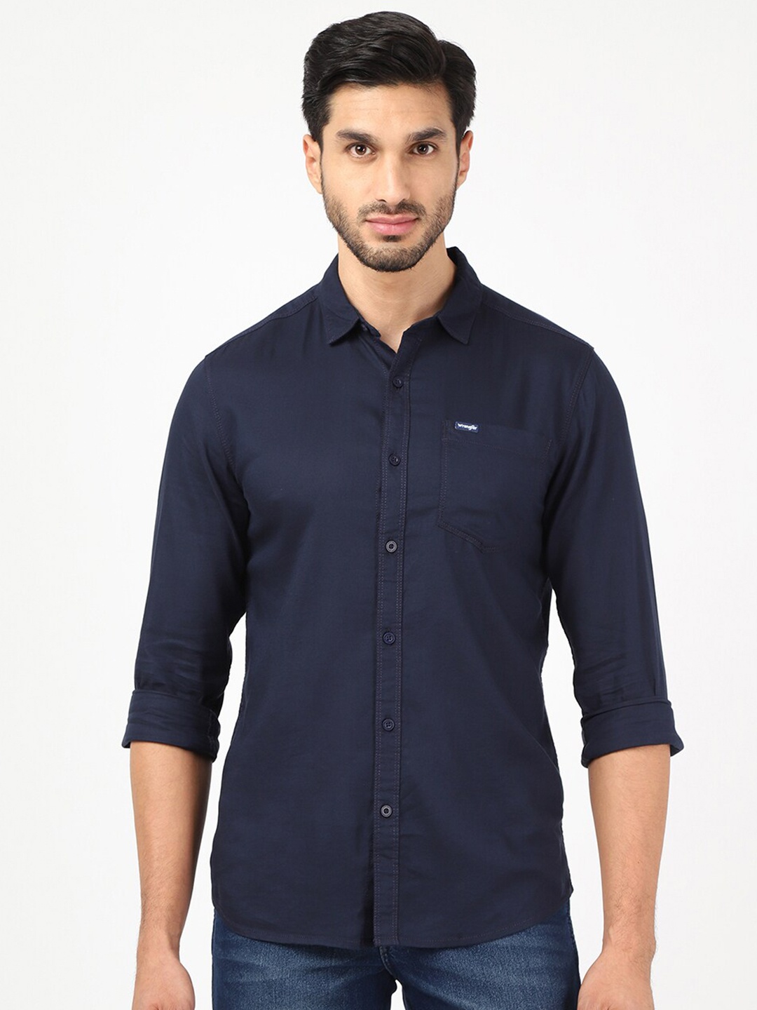 

Wrangler Men Blue Classic Slim Fit Casual Shirt