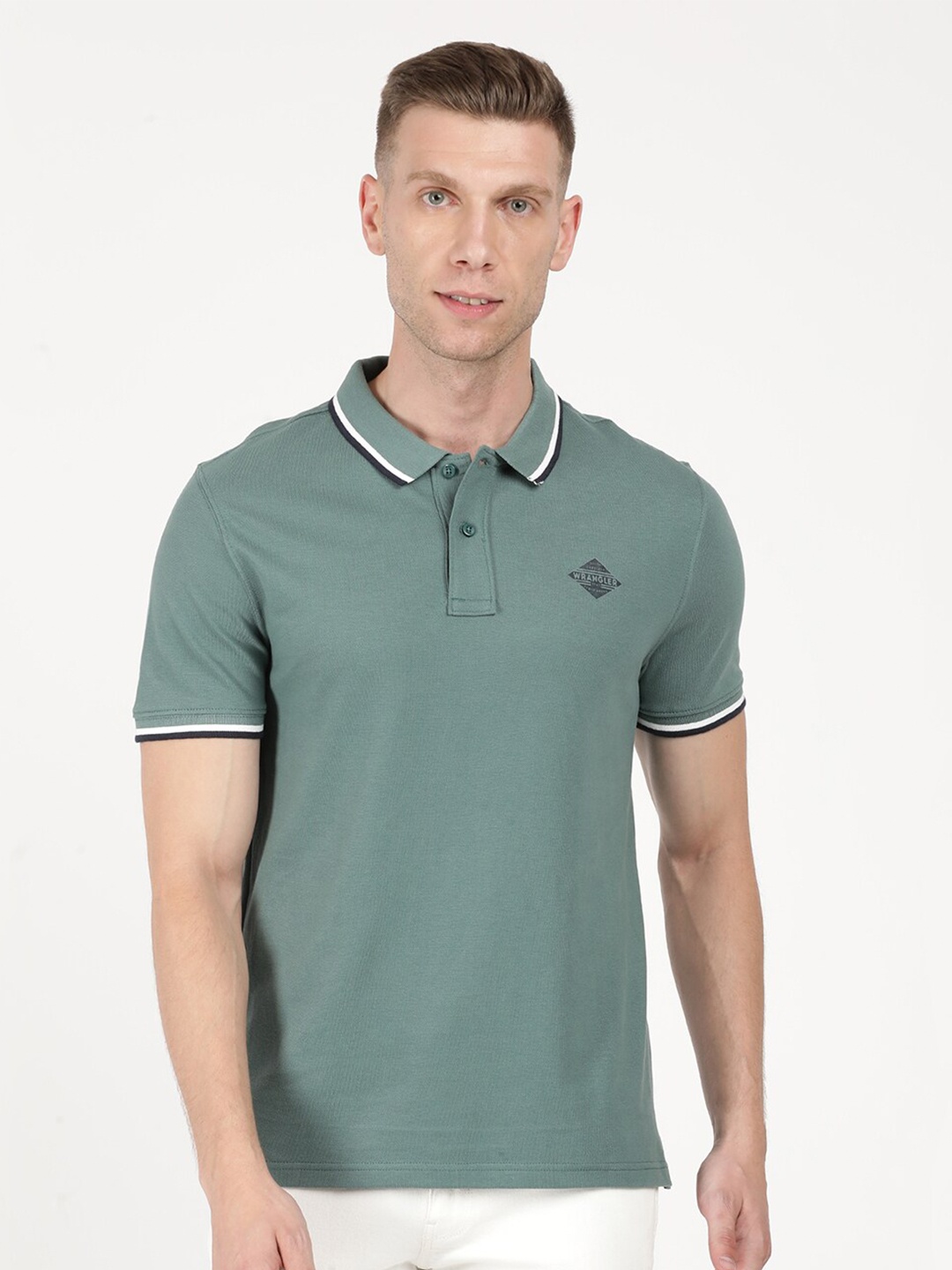 

Wrangler Men Blue & reef waters Polo Collar T-shirt