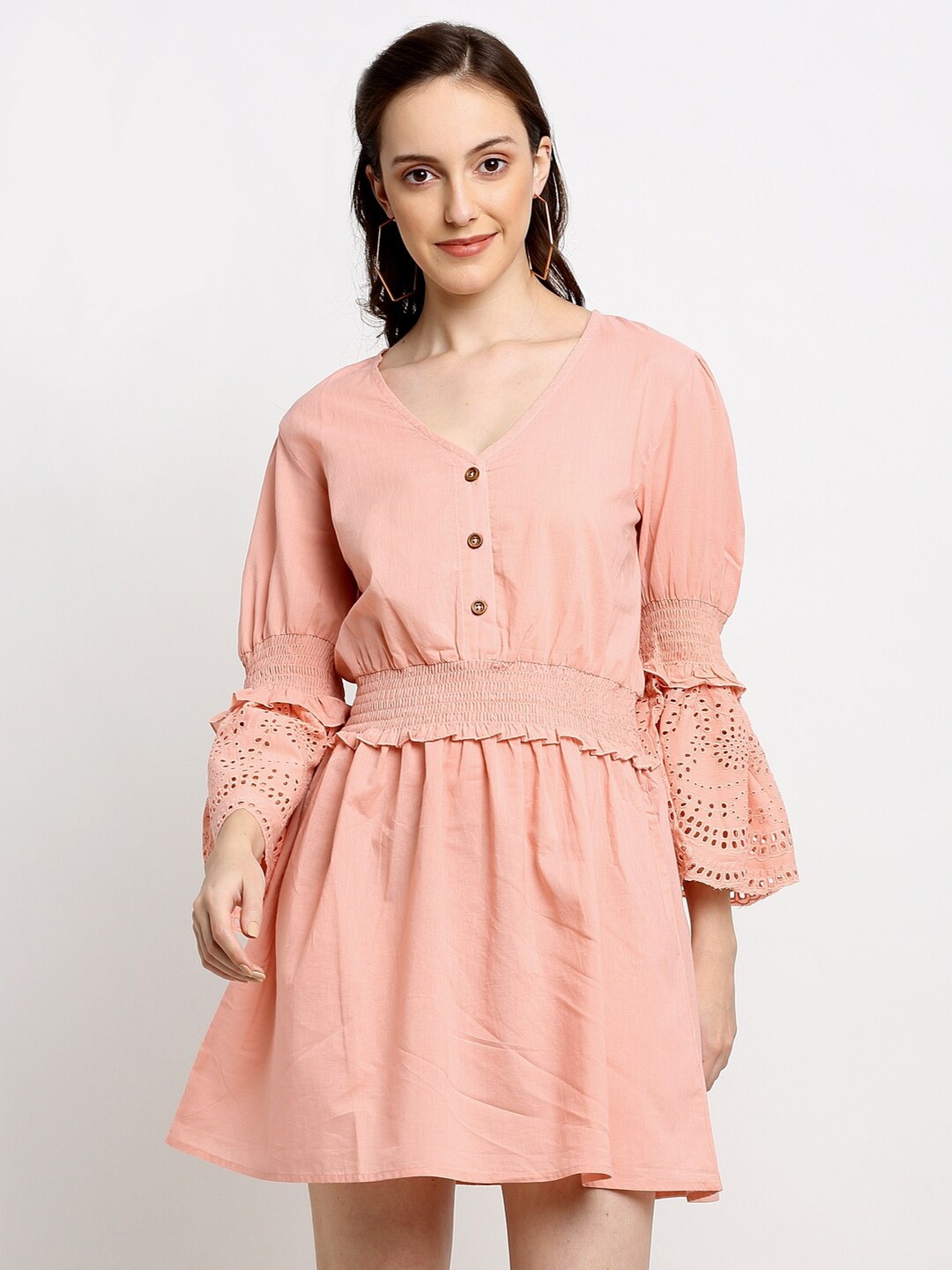 

DressBerry Peach-Coloured & impatiens pink Dress