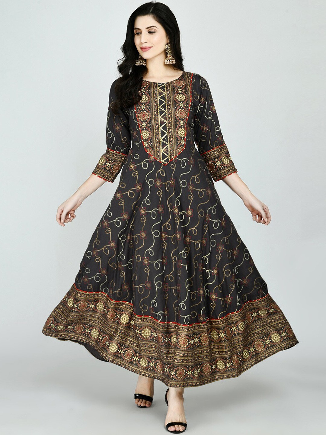 

KALINI Women Grey Ethnic Motifs Printed Kurta