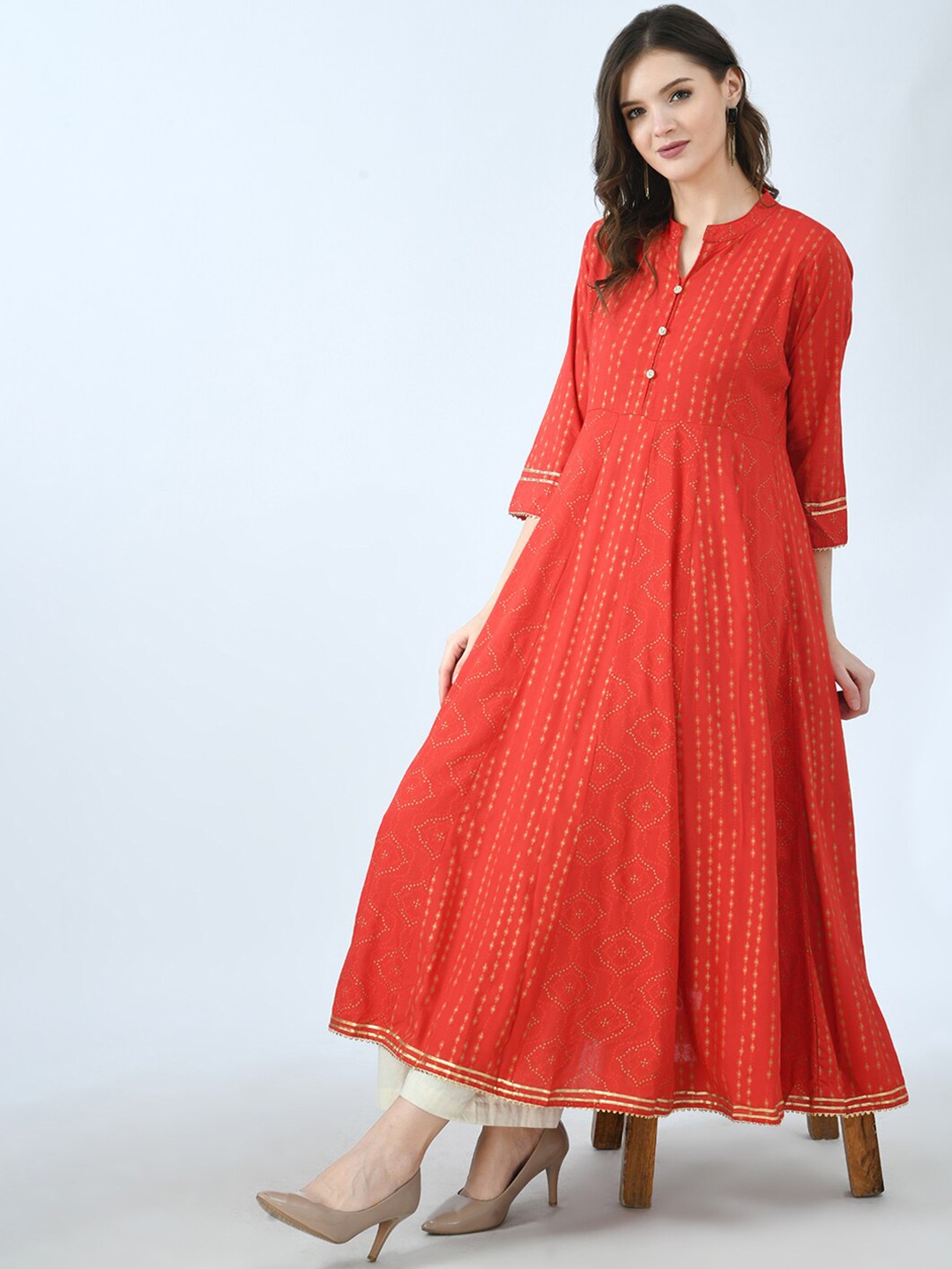 

KALINI Women Red Anarkali Kurta