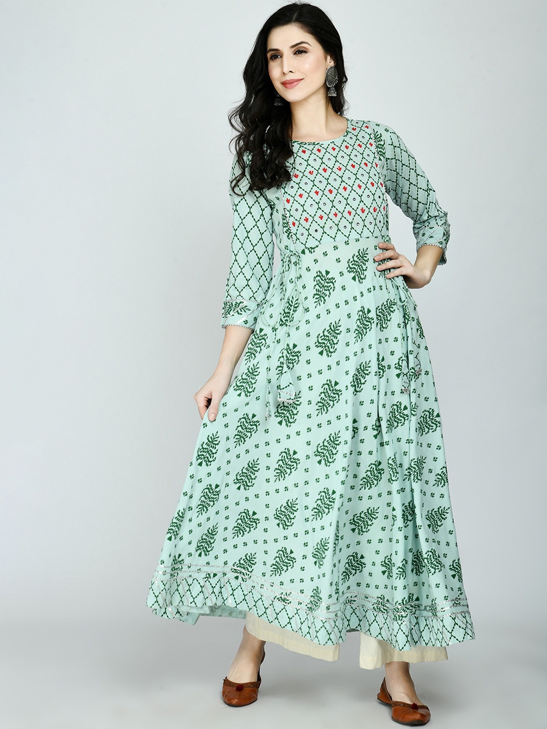 

KALINI Women Turquoise Blue Dyed Keyhole Neck Kurta