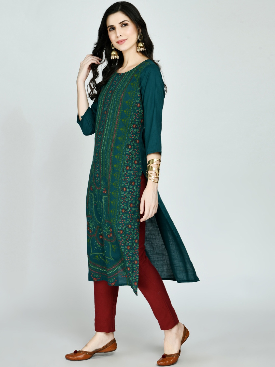 

KALINI Women Sea Green Flared Sleeves Kurta