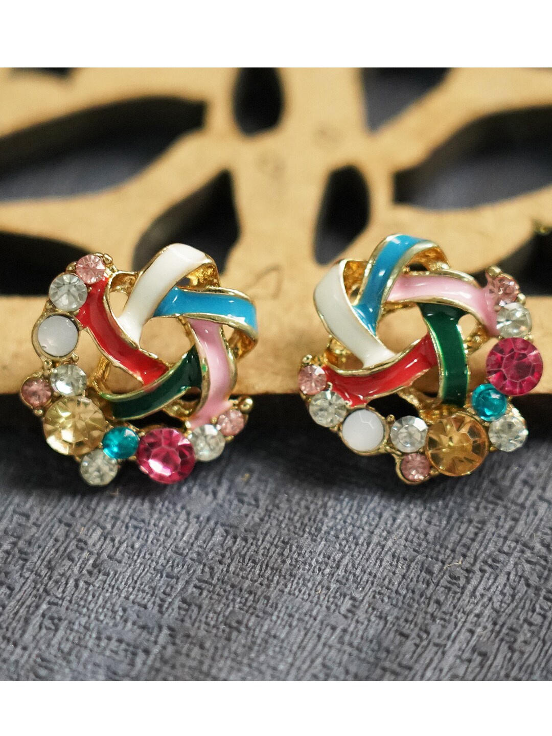 

MIZORRI Multicoloured Contemporary Studs Earrings, Multi